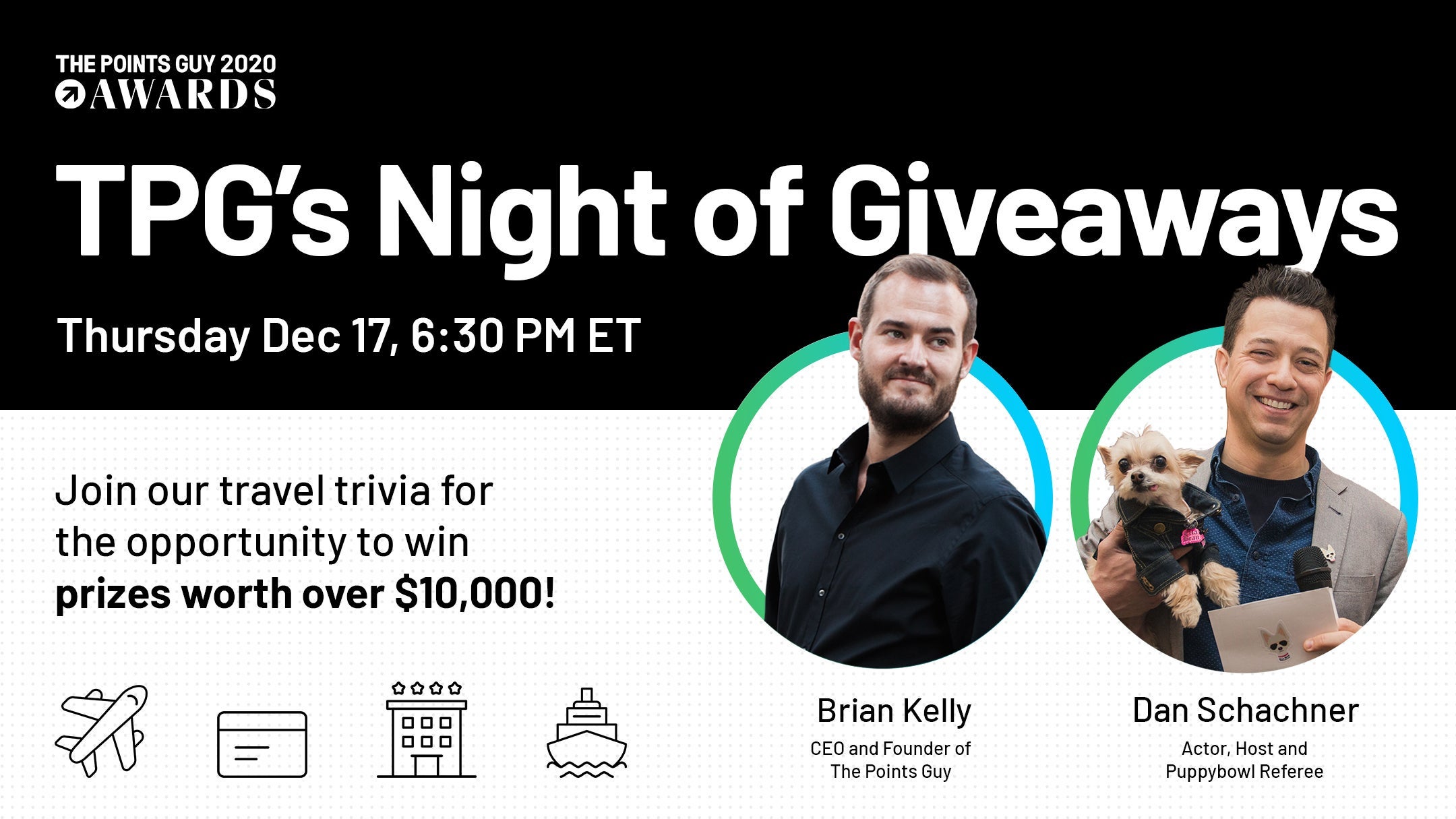 Graphic showing details on TPG's Night of Giveaways trivia contest