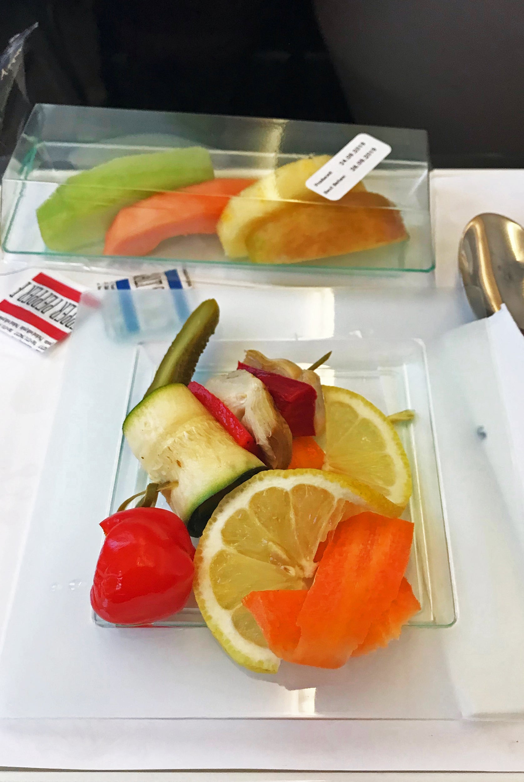 Business-class vegetarian meal on South African Airways (Photo by Patrick Smith)