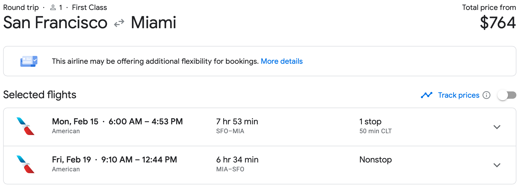 SFO to MIA Google Flights Price