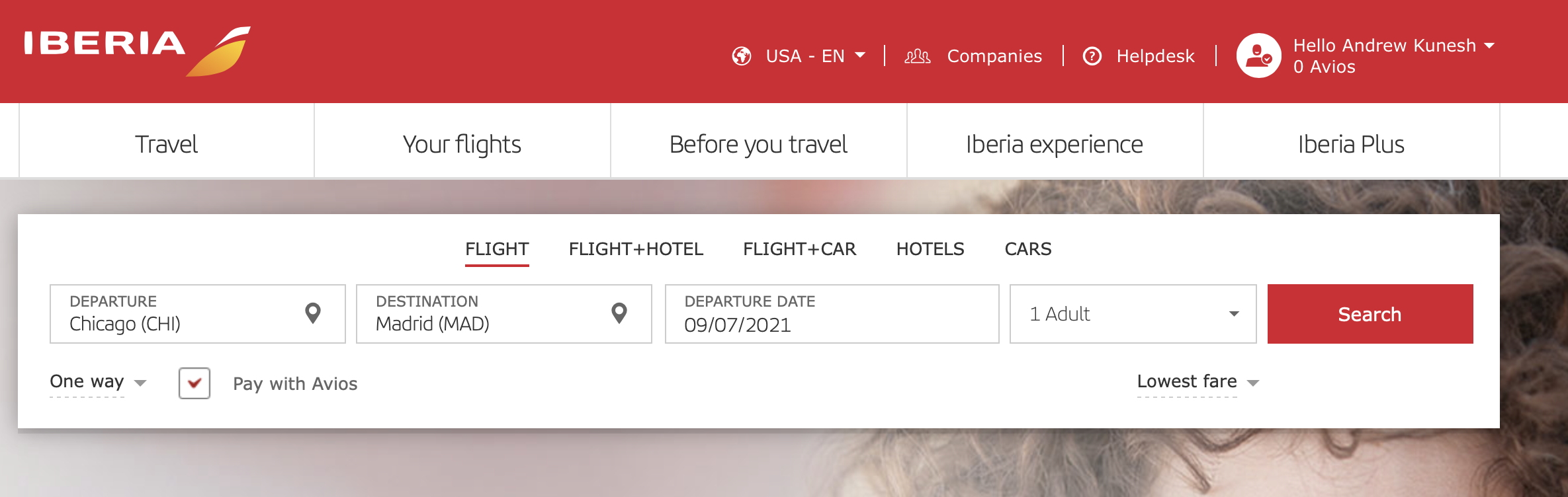 Searching The Iberia Website