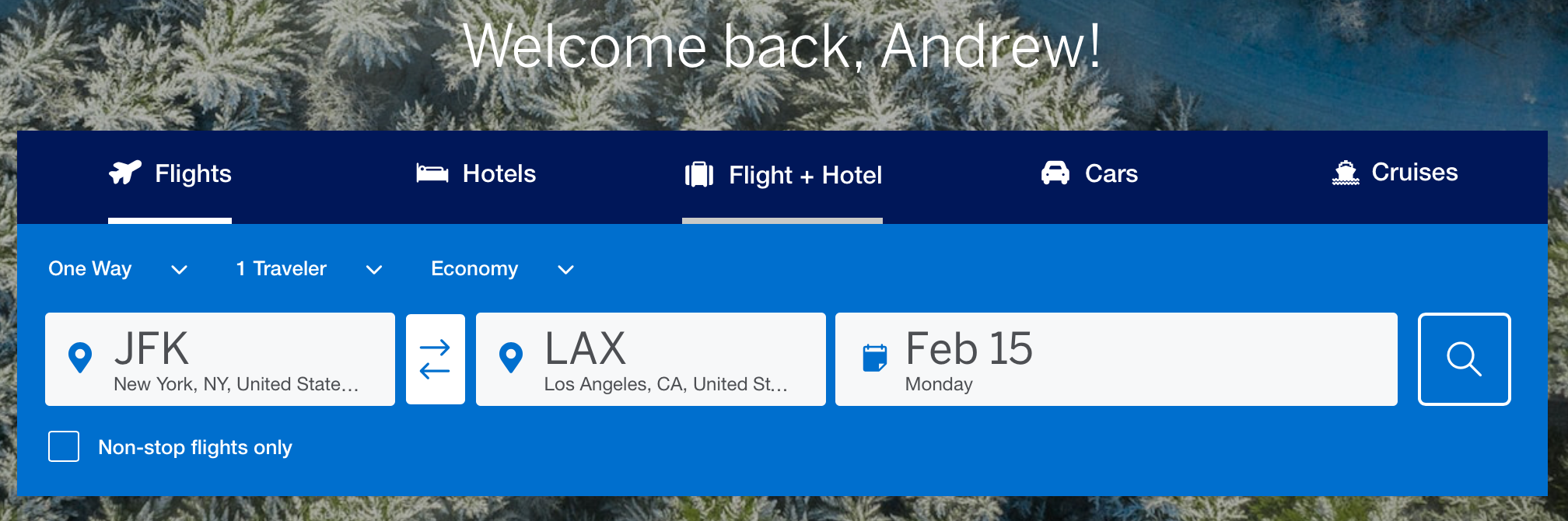 Searching for Flights on Amex Travel