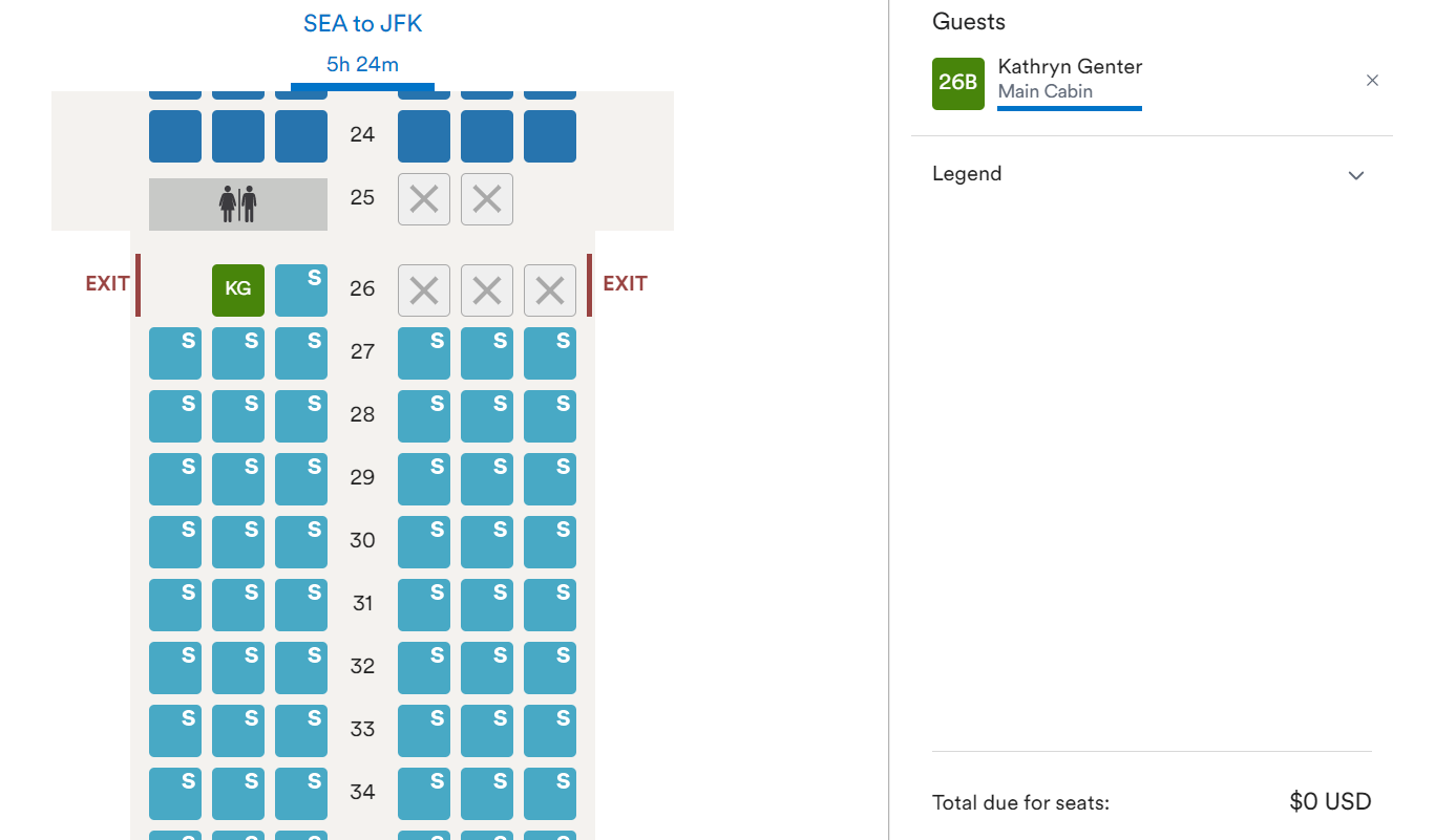Exit row seats bookable as Saver seats on Alaska Airlines A321
