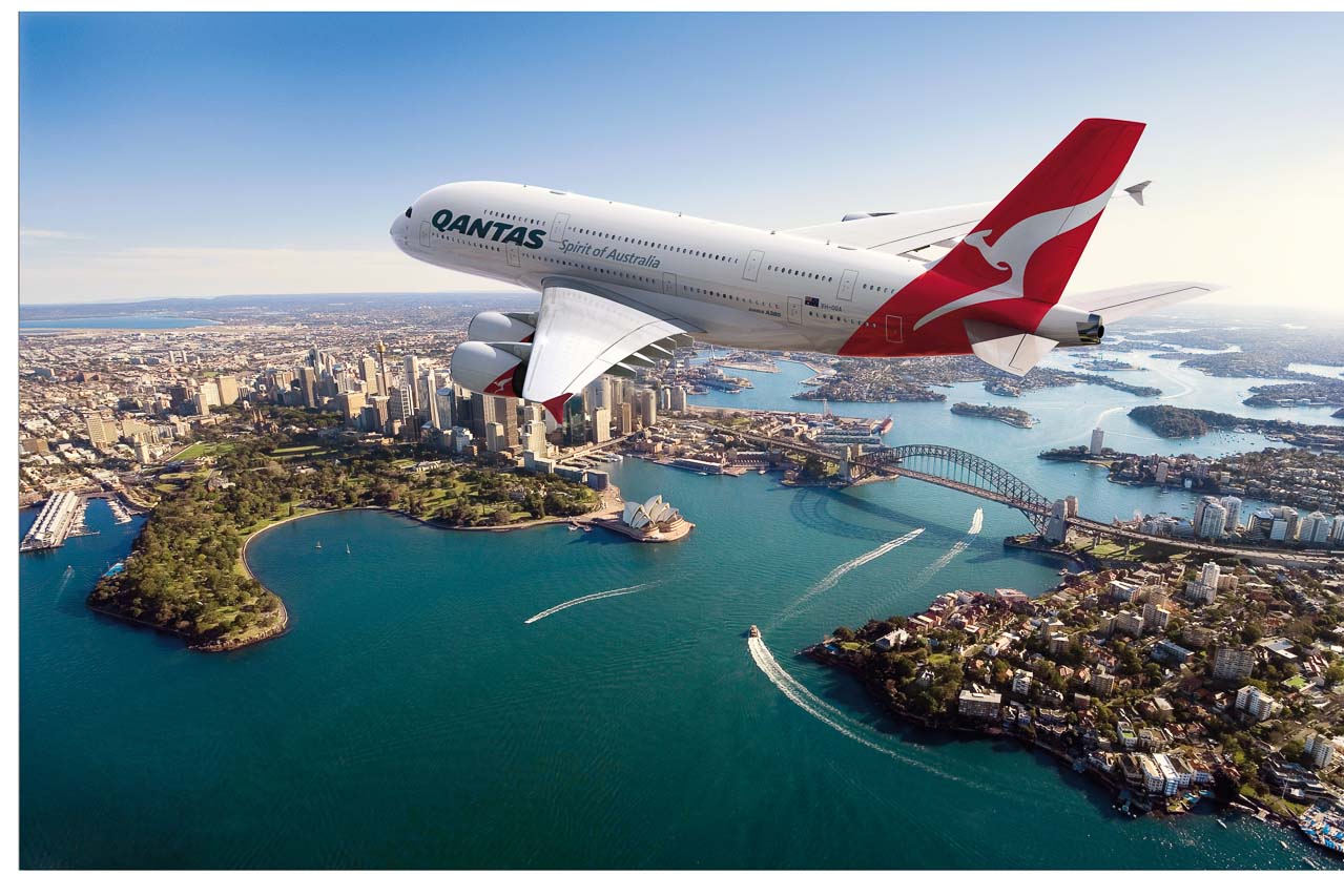 Qantas plane in flight