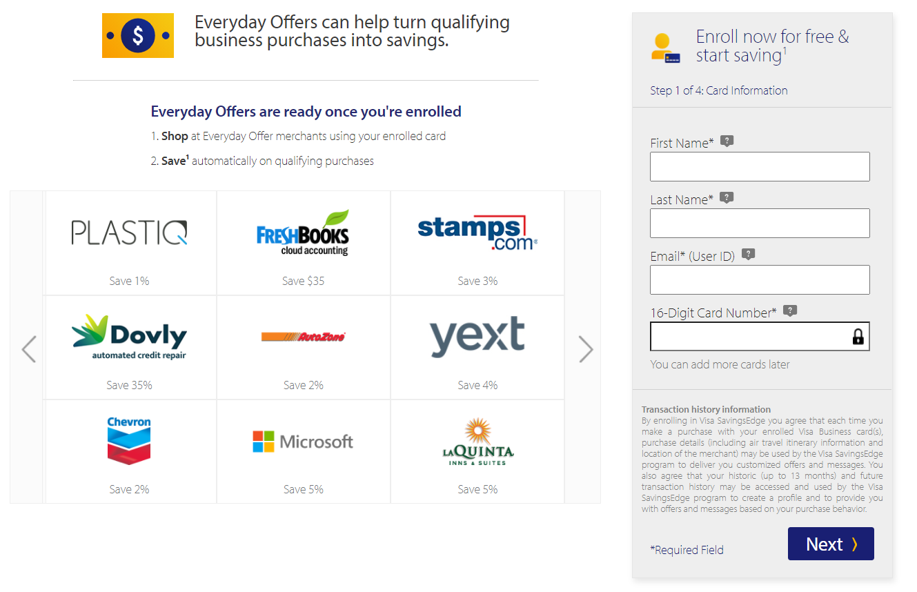 Enroll in Visa SavingsEdge