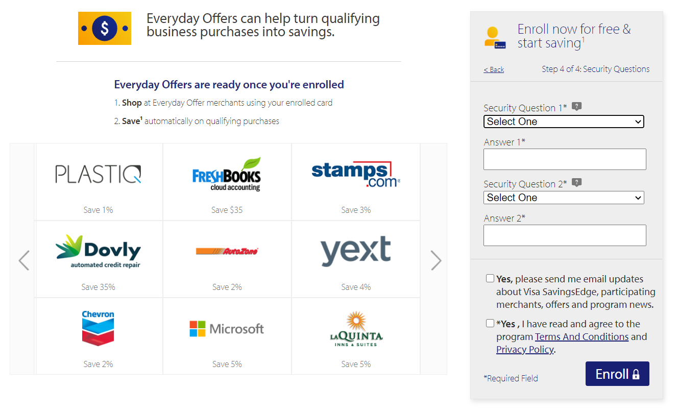 Enroll in Visa SavingsEdge