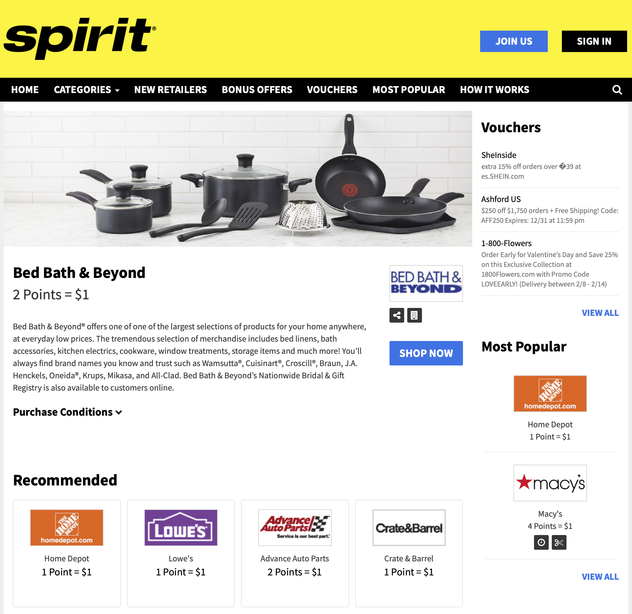 Bed Bath Beyond Free Spirit Shopping Portal Page