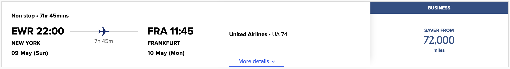 EWR to FRA Singapore Award
