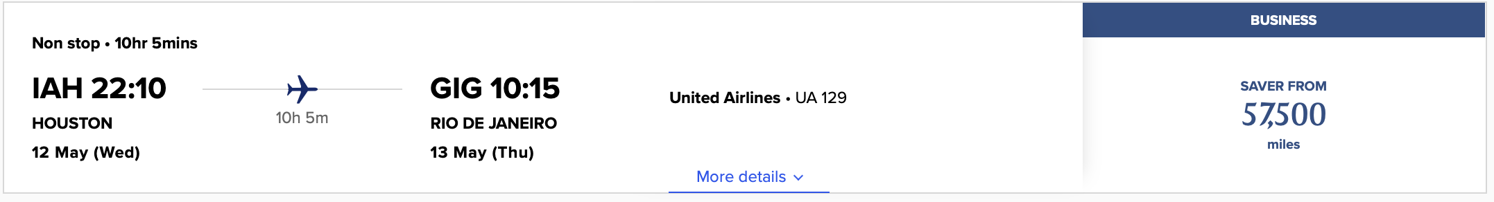 IAH to GIG Singapore Airlines Award