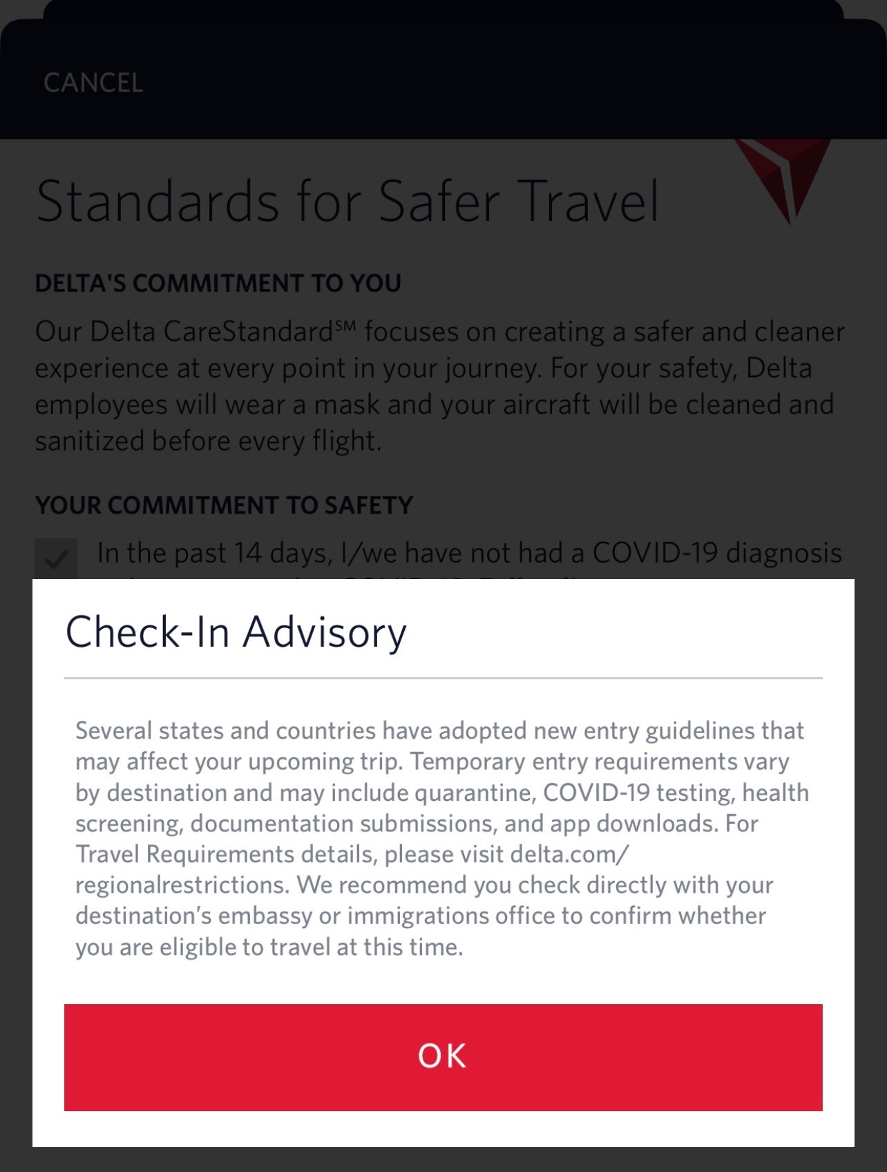 Delta check-in advisory