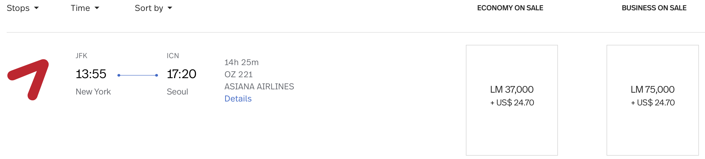 JFK to ICN LifeMiles Award