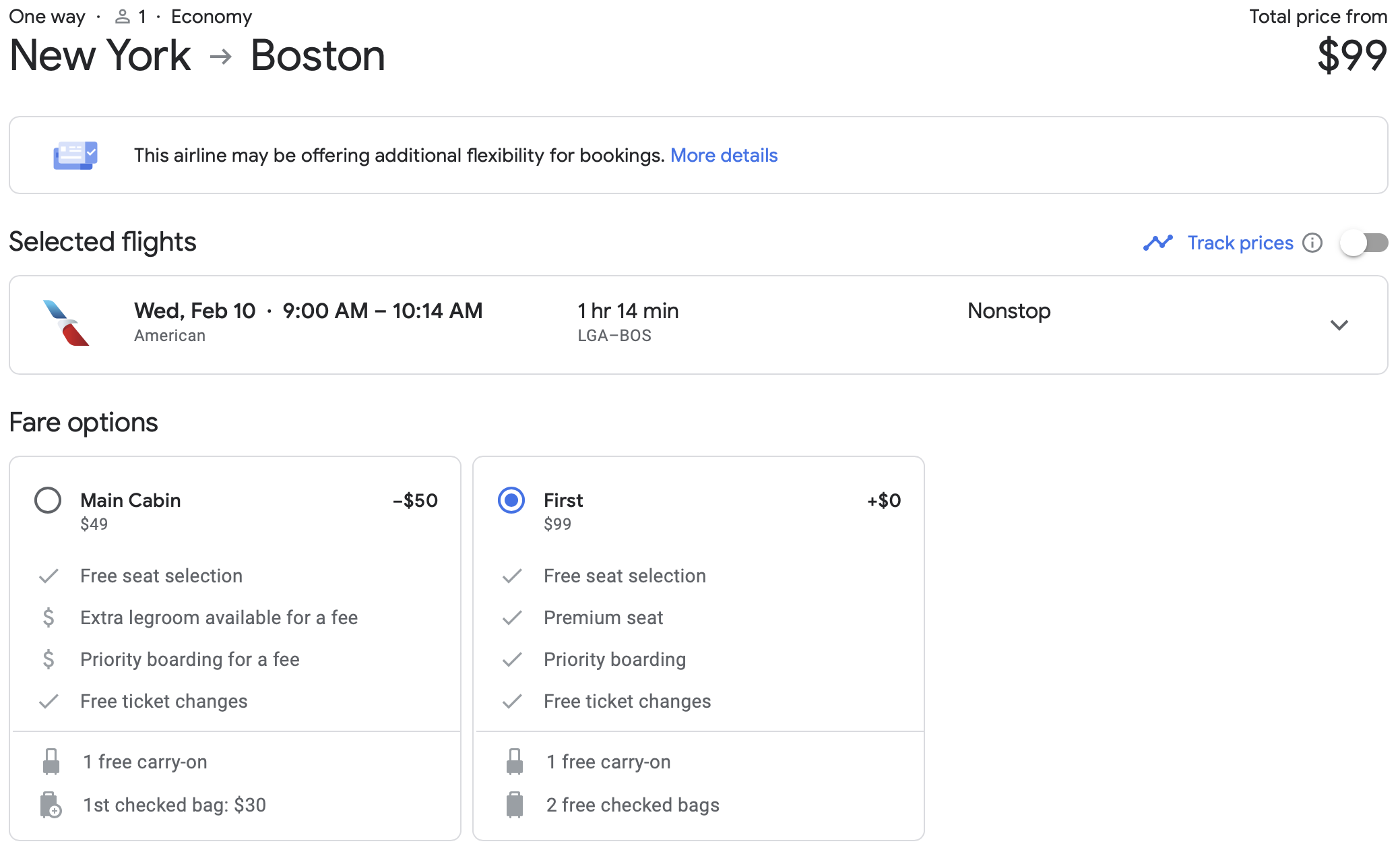 LGA to BOS American Daily Deal