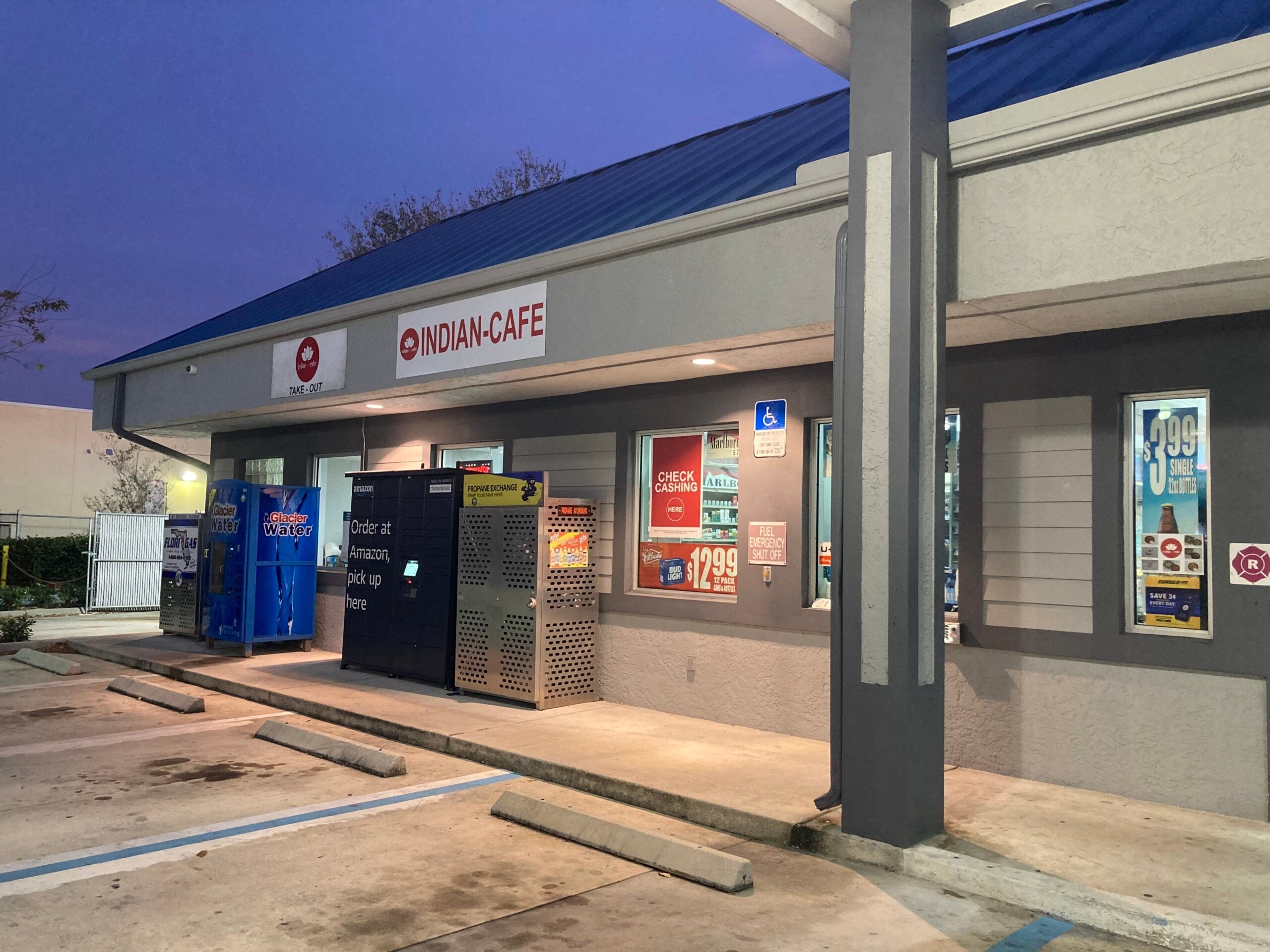 The front of the Indian-Cafe in Fort Pierce, Florida