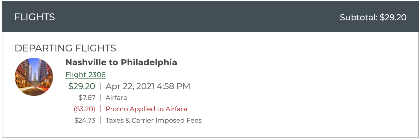 BNA PHL Frontier Booking