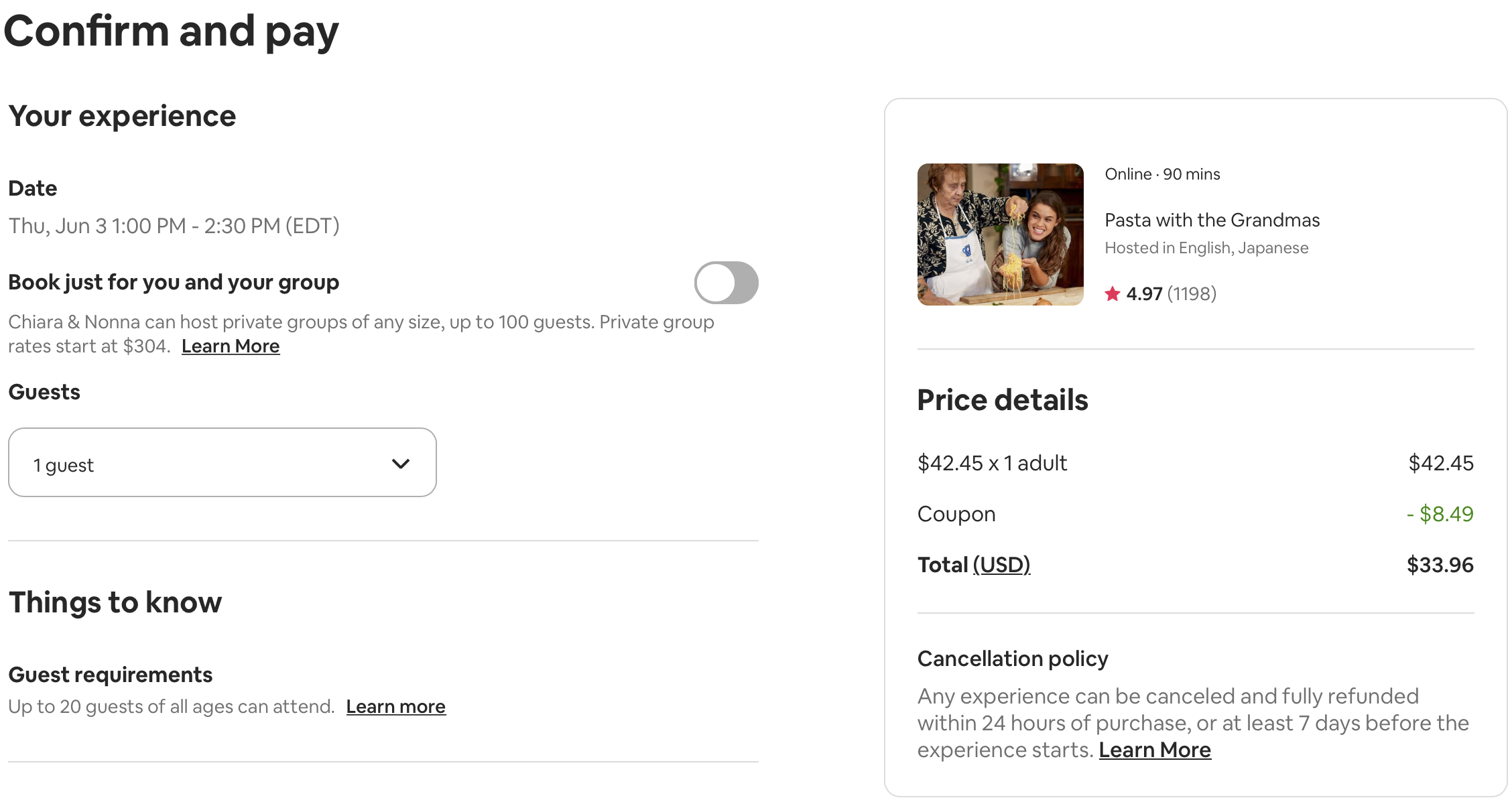 Booking Airbnb Experience