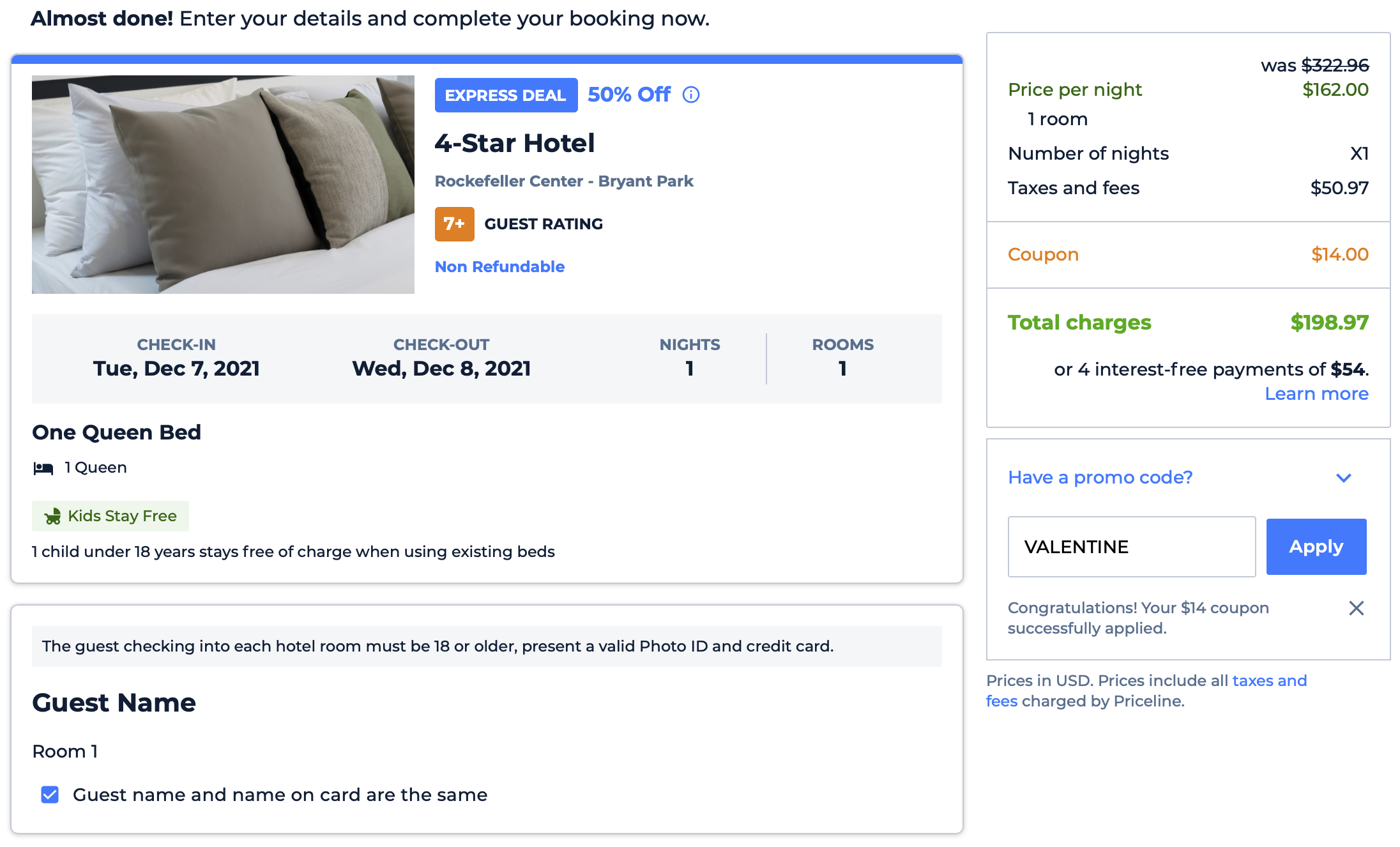 Booking Priceline Express Deal