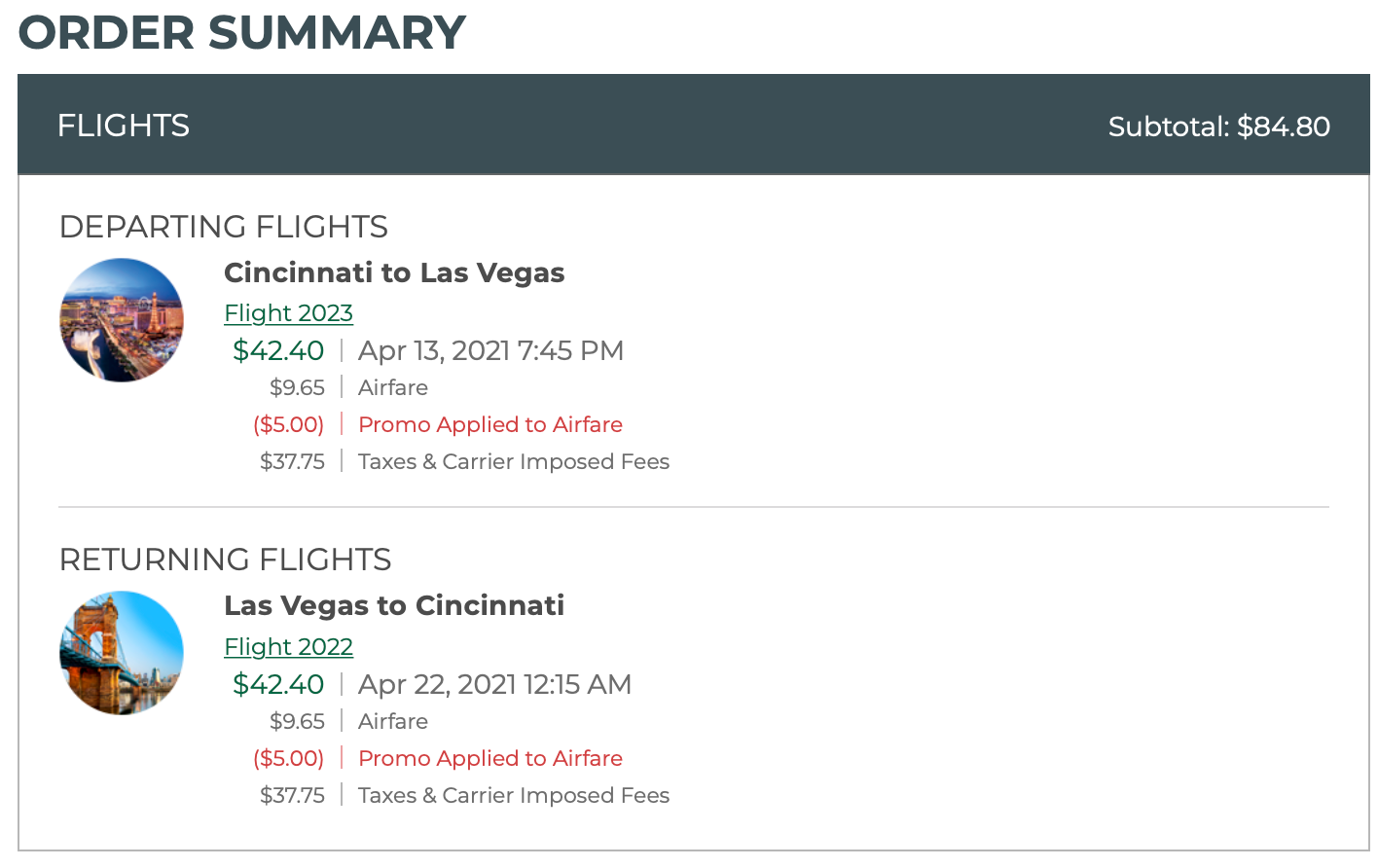 CVG to LAS Frontier Booking