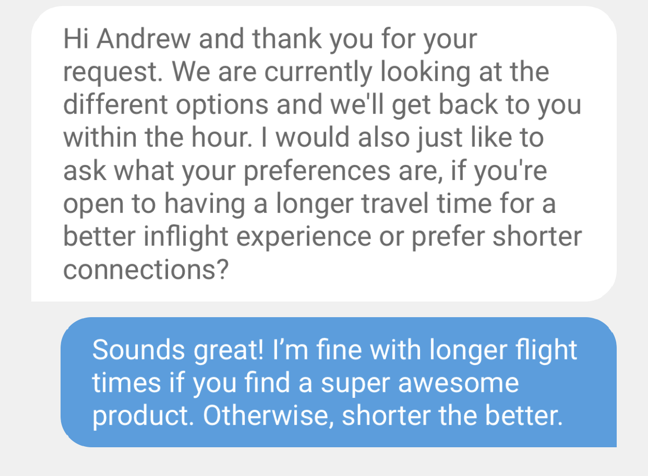 First Chatflights Correspondence