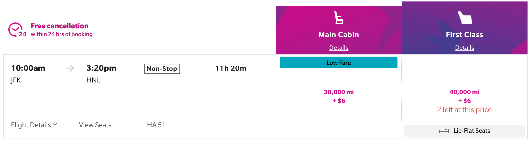 Hawaiian Airlines JFK to HNL Award Search