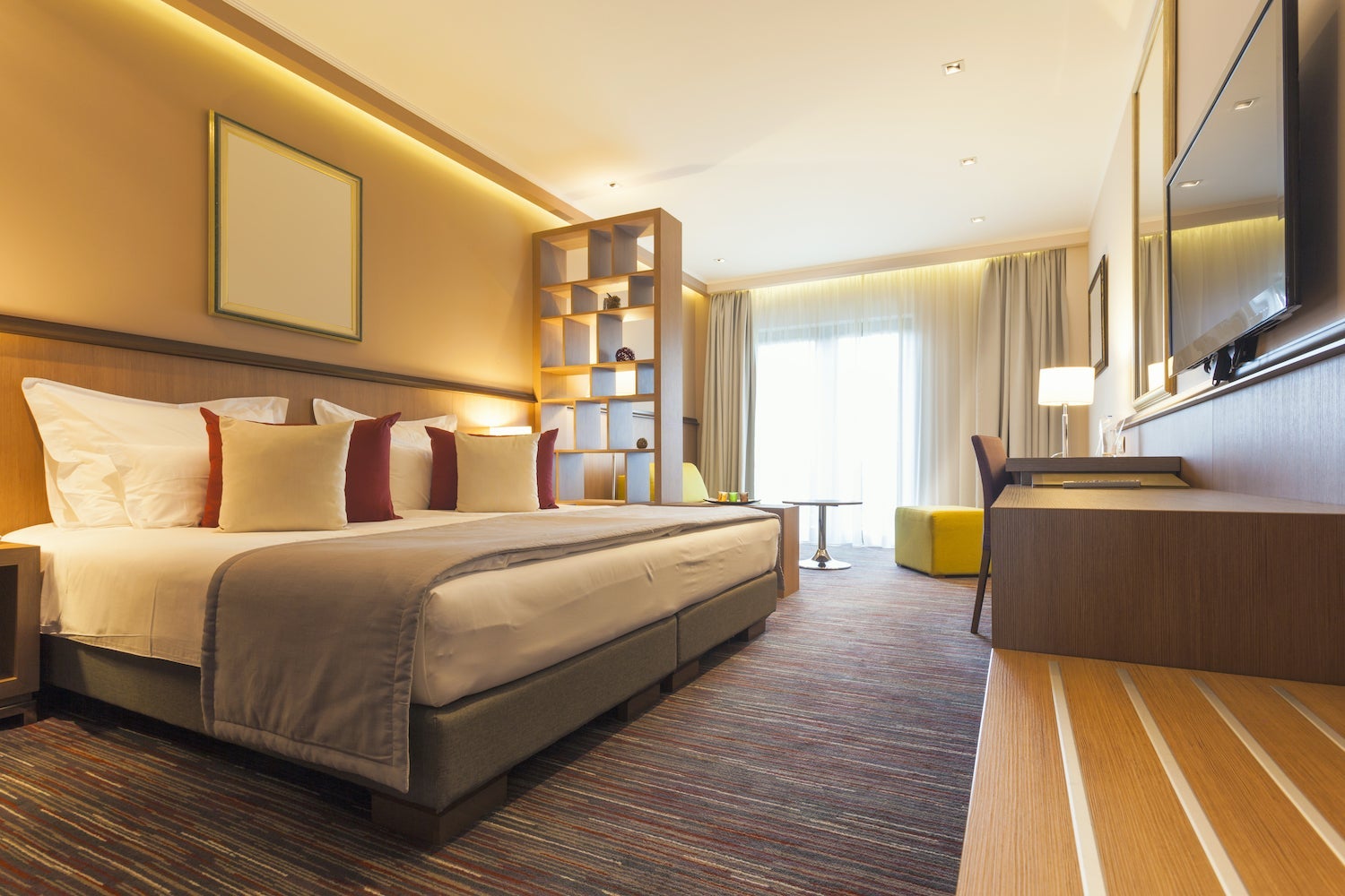 Hotel room interior in the morning
