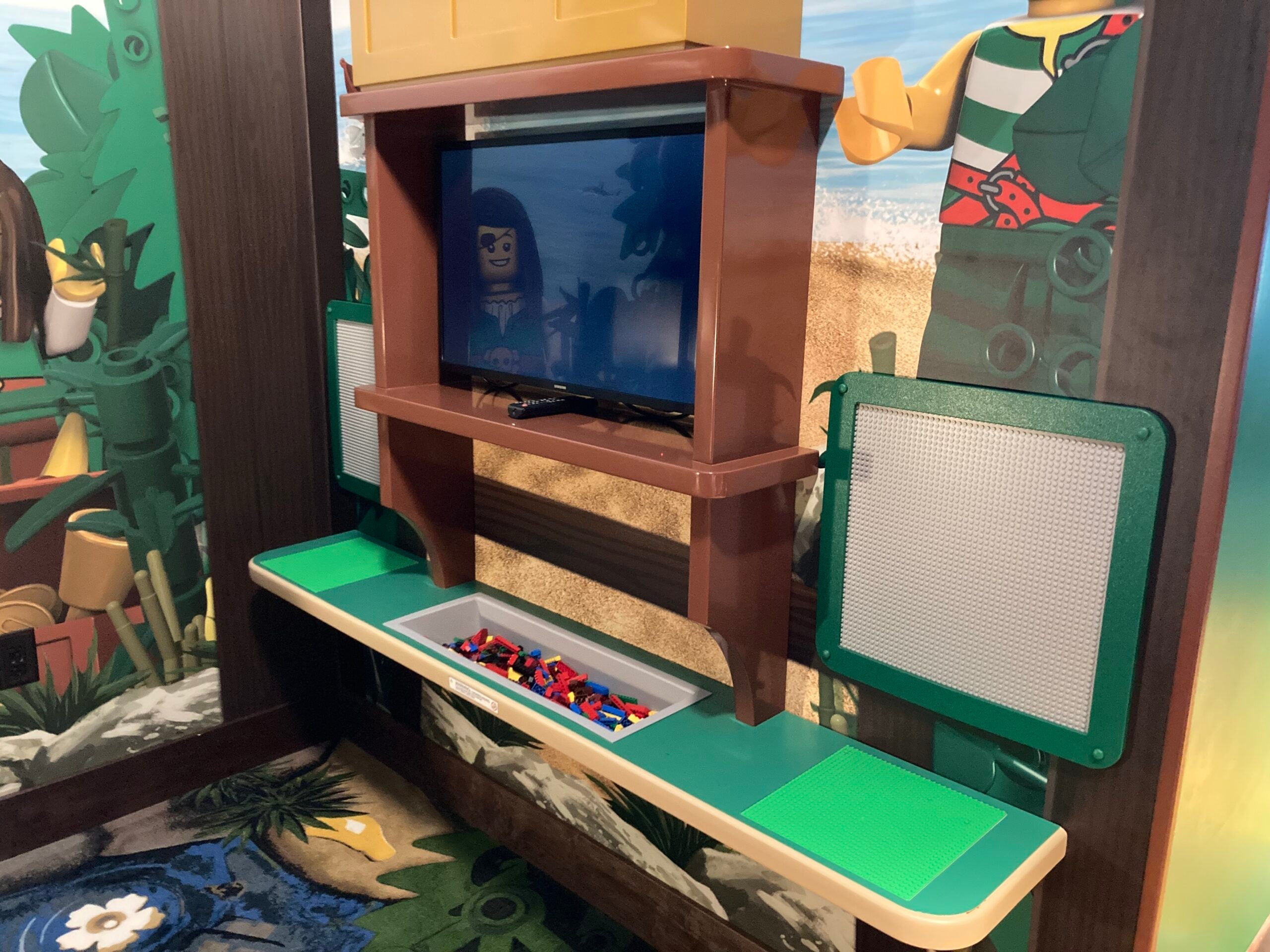 The kid's TV and play area at Pirate Island Hotel at Legoland Florida