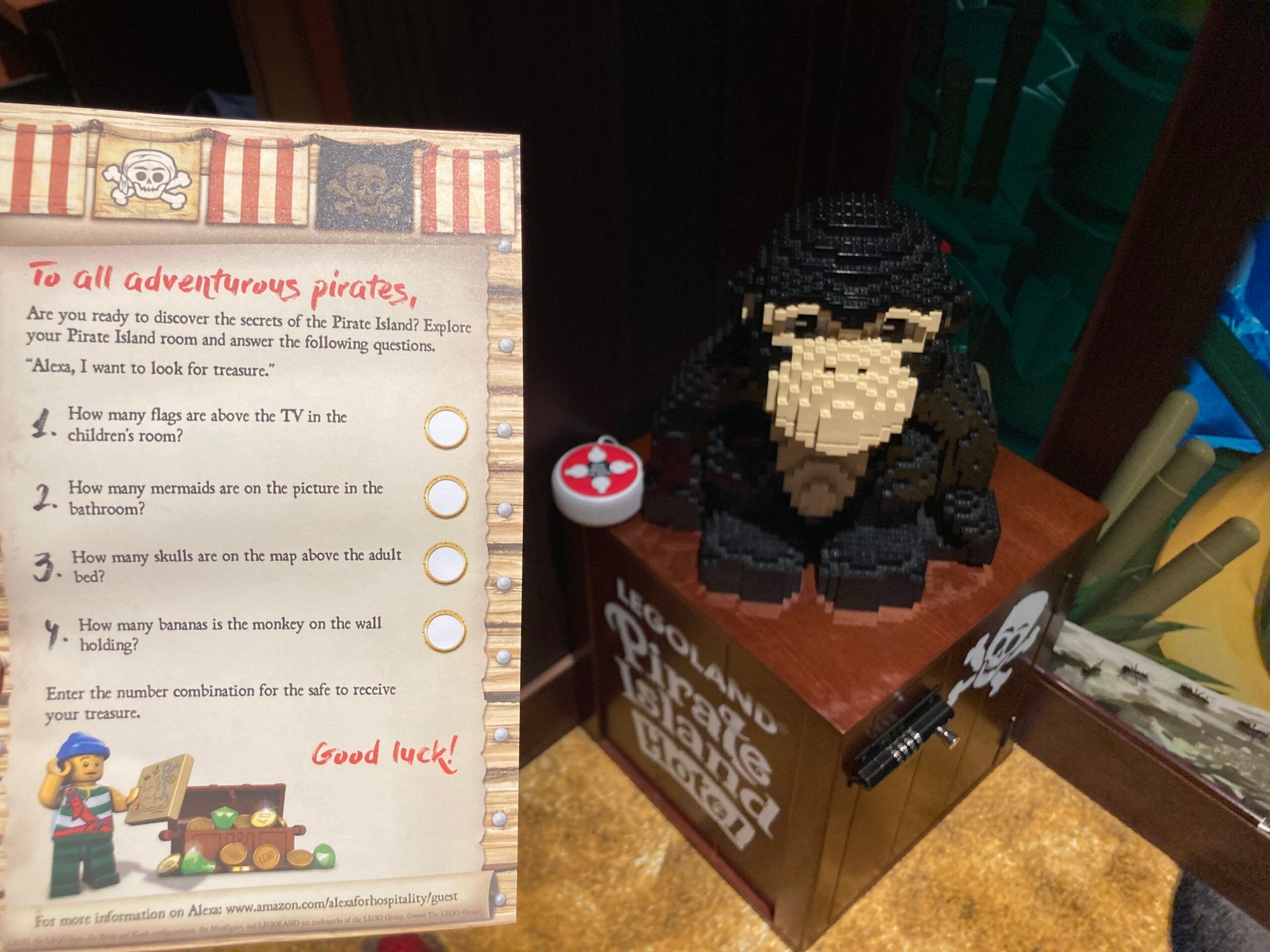 The in-room treasure hunt at Pirate Island Hotel at Legoland Florida