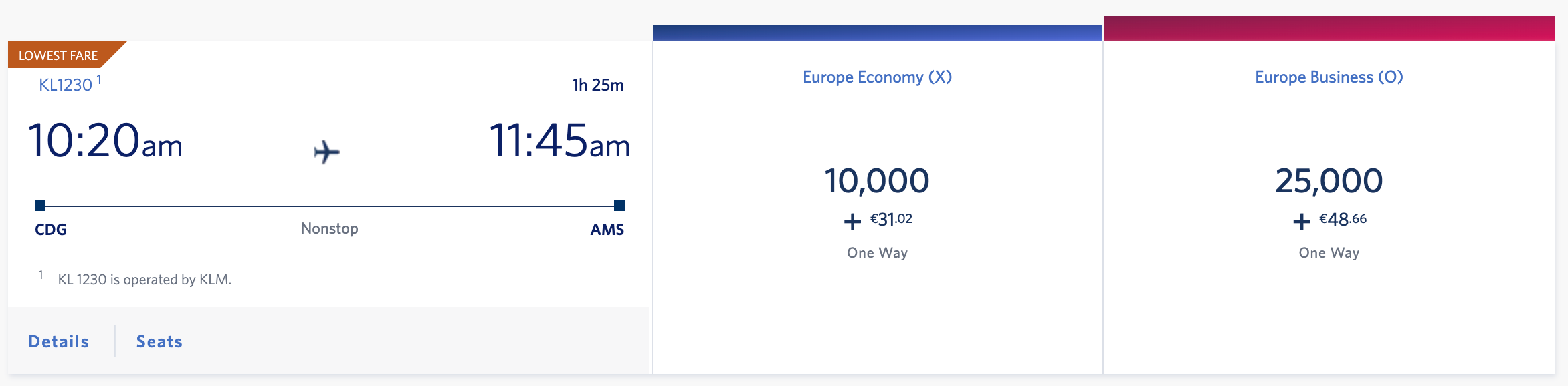 Intra-Europe SkyMiles Award