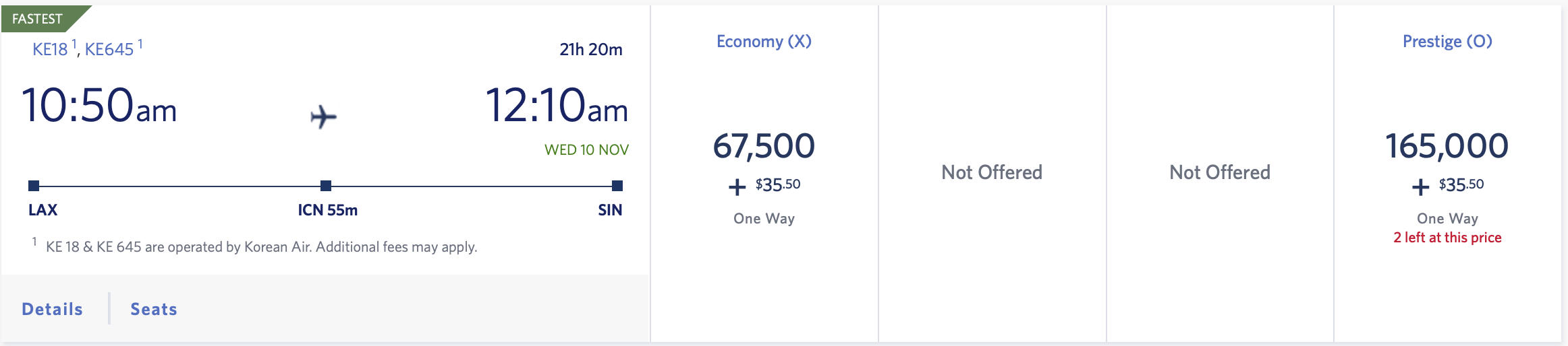 LAX SIN SkyMiles Award