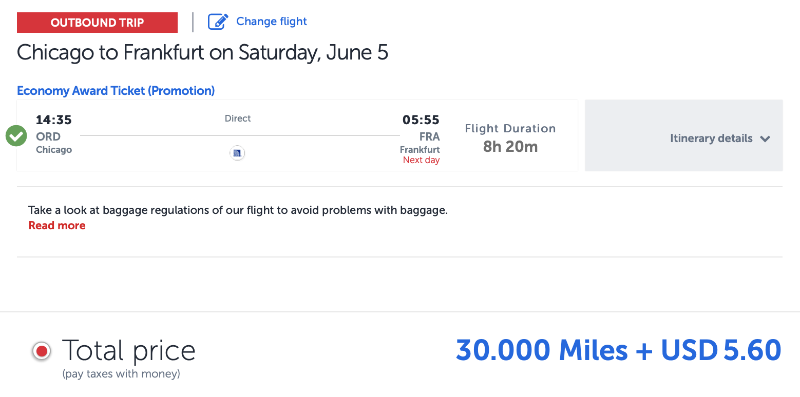 ORD FRA Turkish Award Ticket