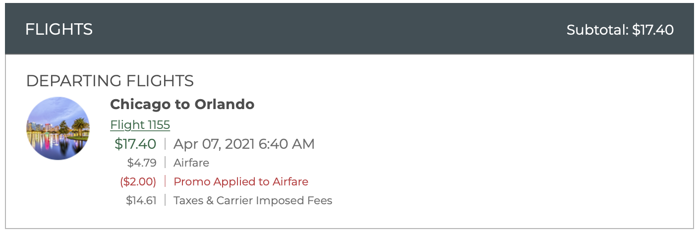 ORD MCO Frontier Booking