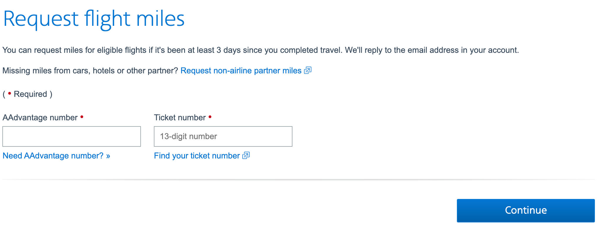 AA request missing miles