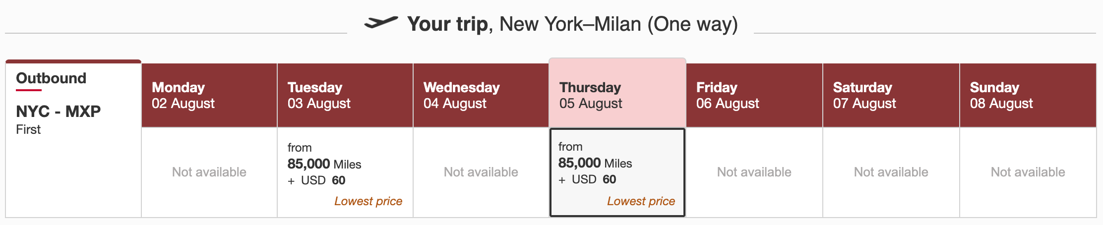 Emirates JFK-MXP