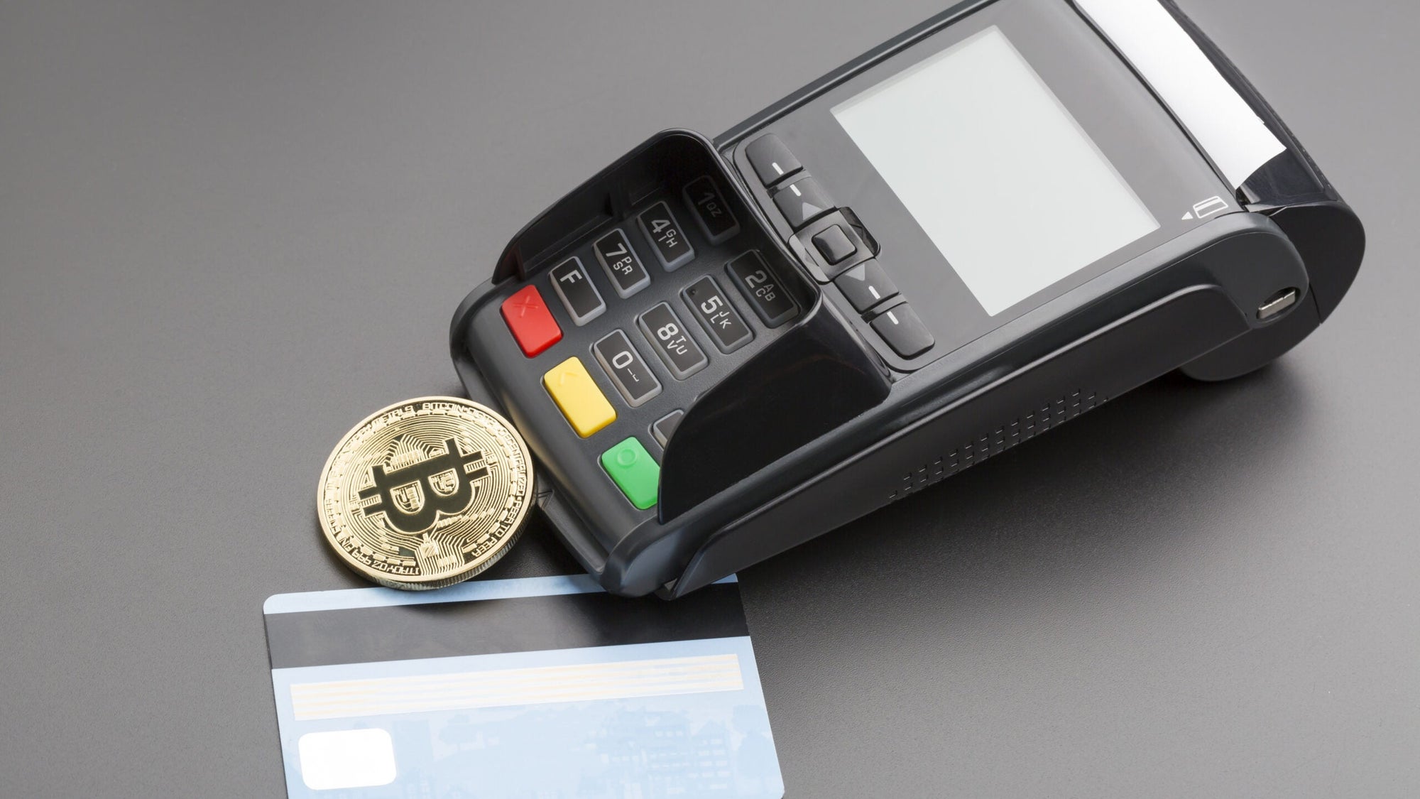Bitcoin,credit,Card,And,Pos-terminal.business,Concept