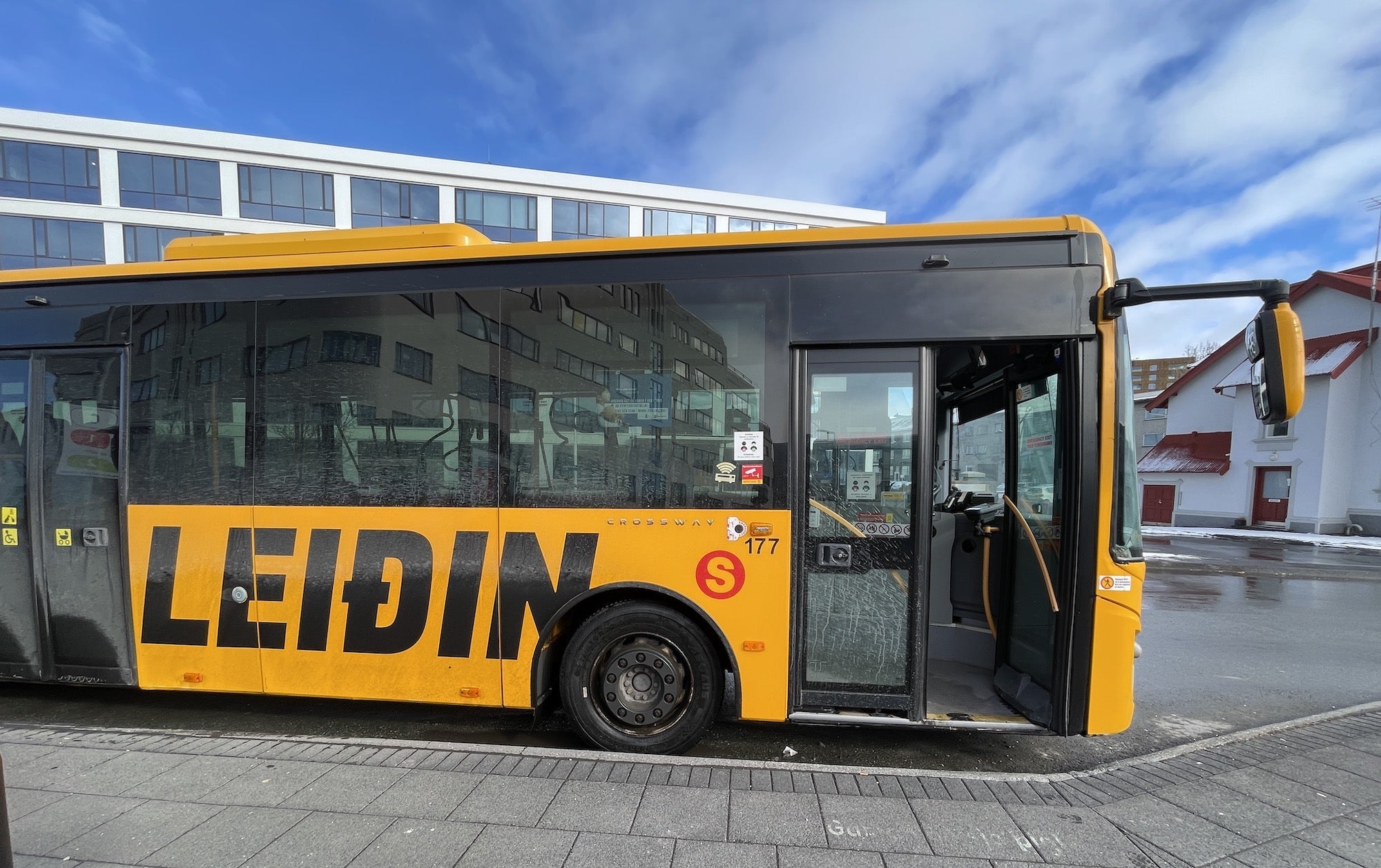 A public transit bus in Reyjkavik