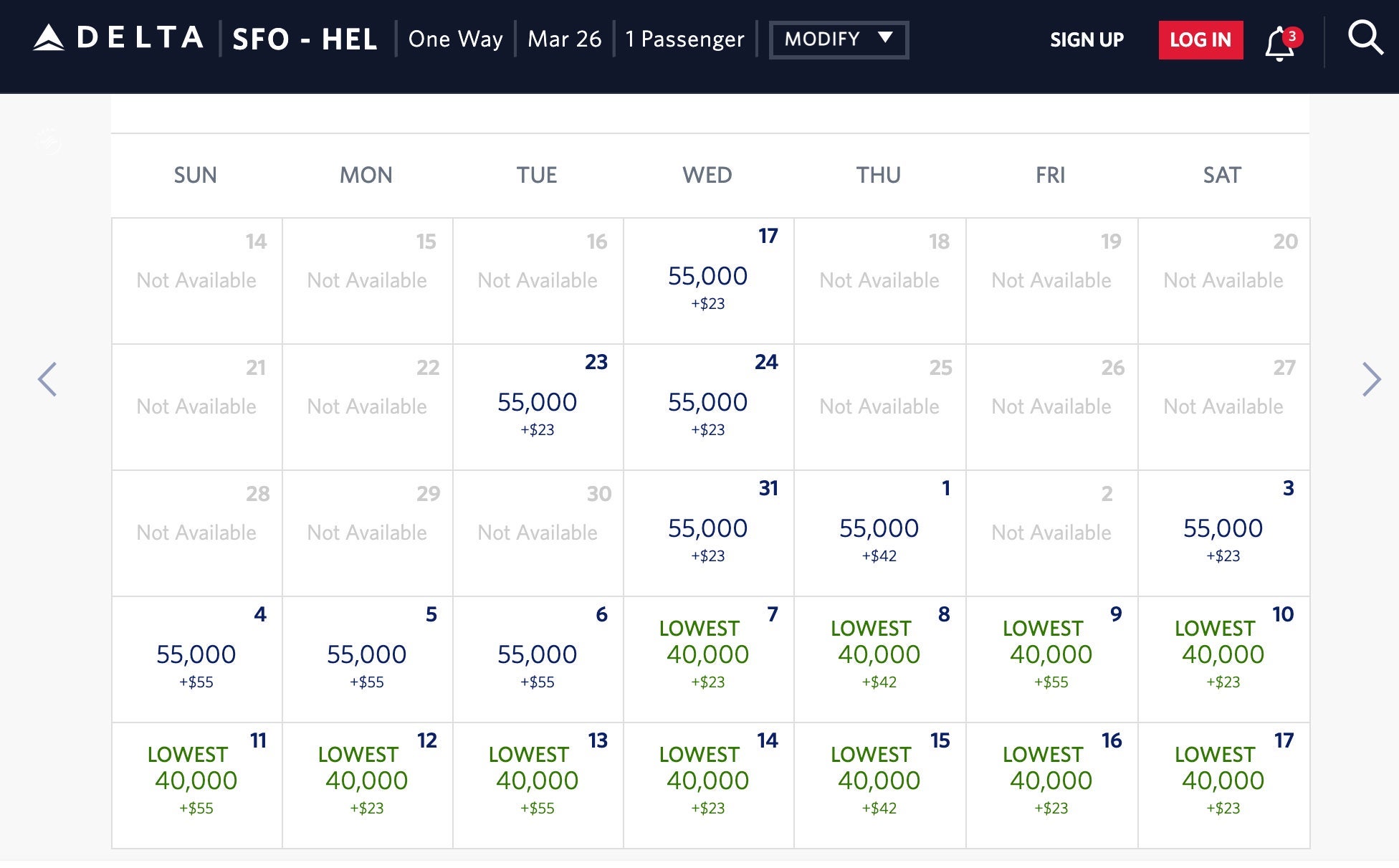 Delta SFO - HEL