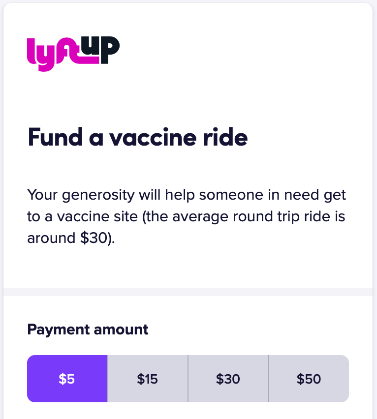 Donating to Lyft vaccine access fund