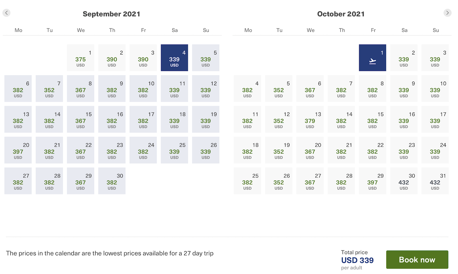Icelandair sale calendar search