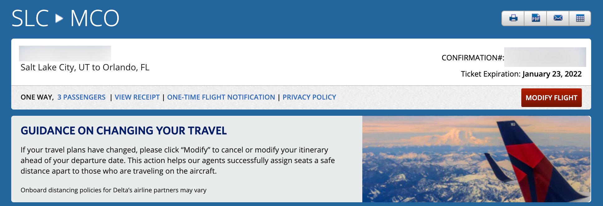 Modify Delta flight from the My Trips section of Delta.com