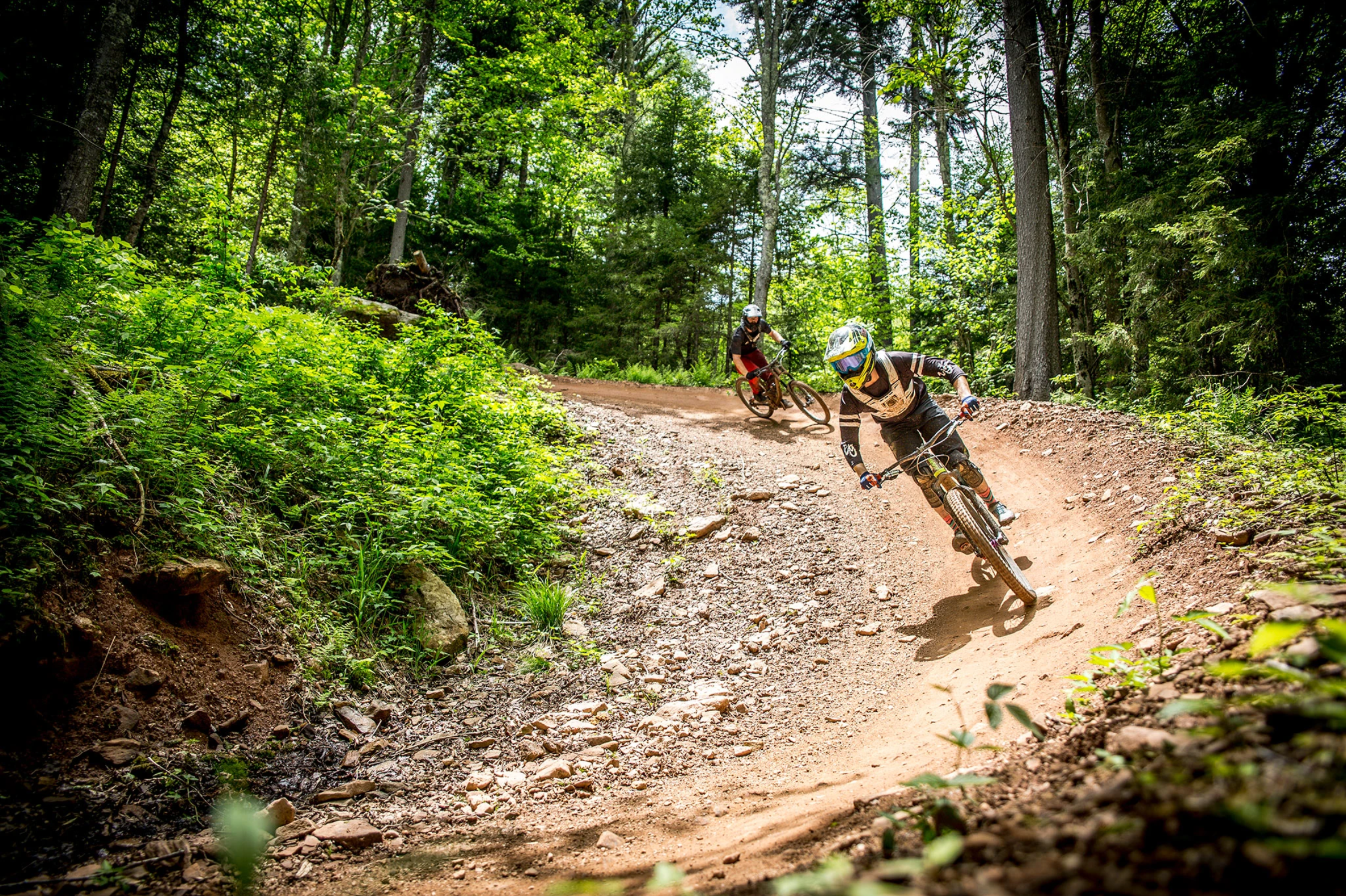 Mountain biking during the summer on Snowshoe Mountain in West Virginia