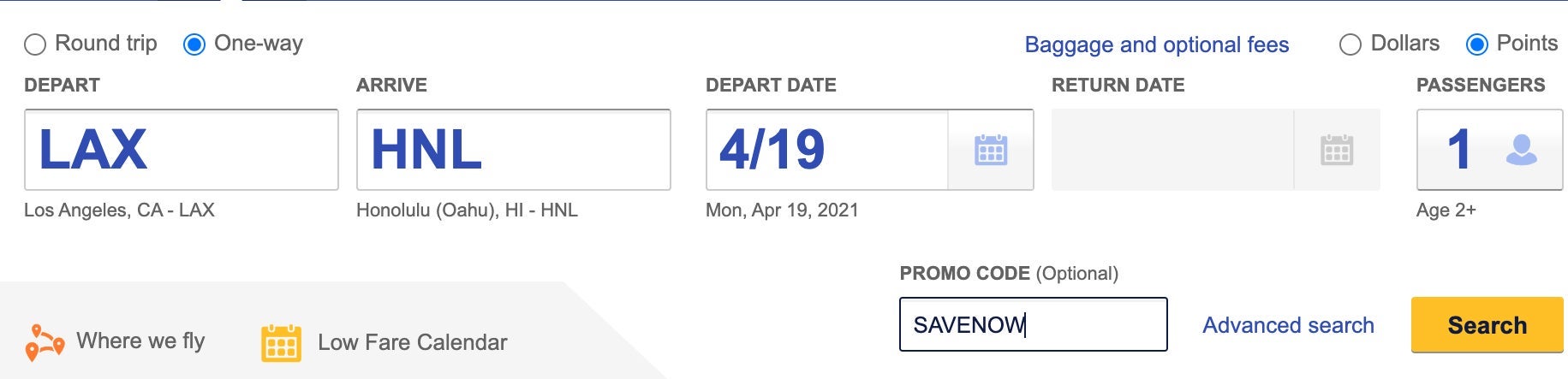 Southwest 20% discount award