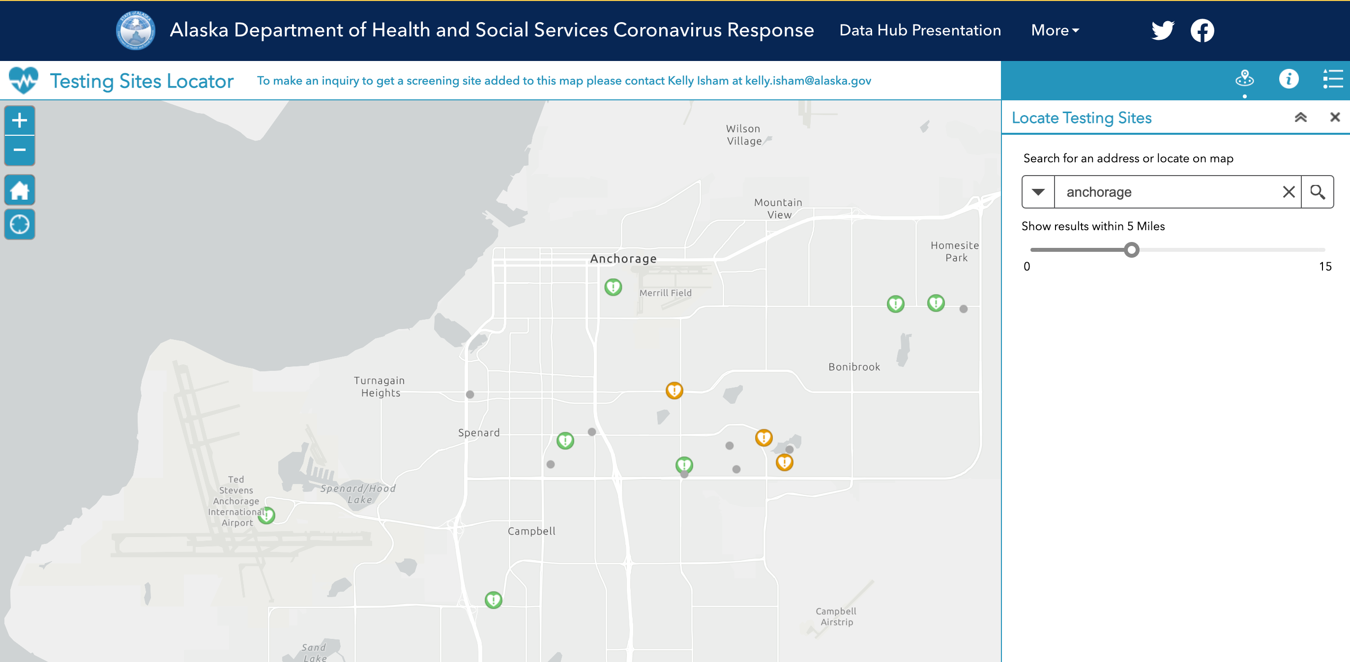 Alaska Department of Health COVID-19 testing site locator