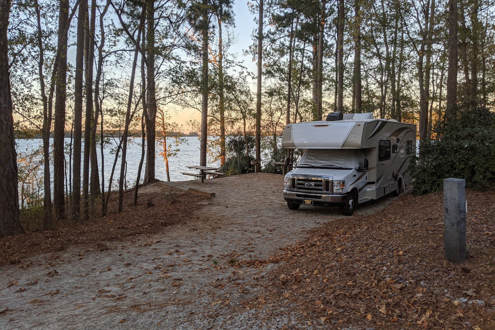RV by a lake