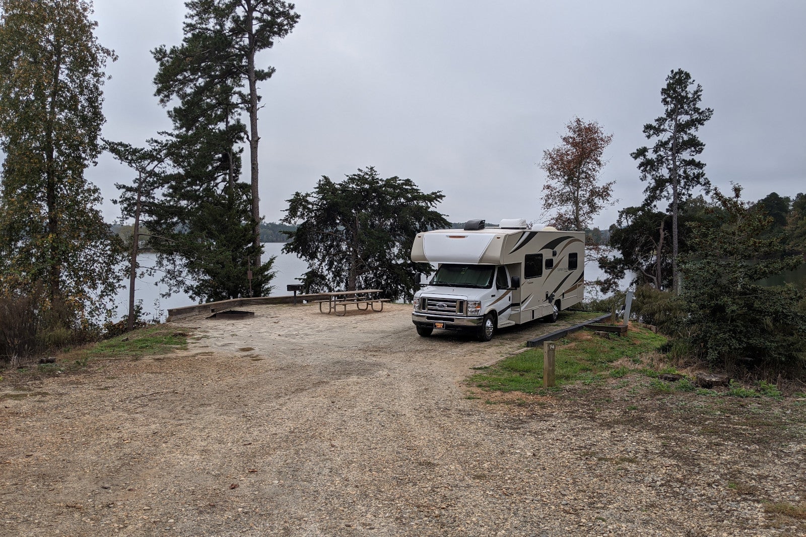RV by a lake