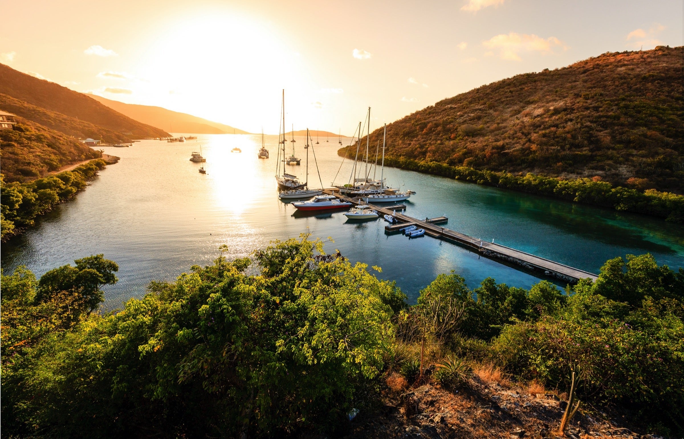 Boats docked in a British Virgin Islands marina
