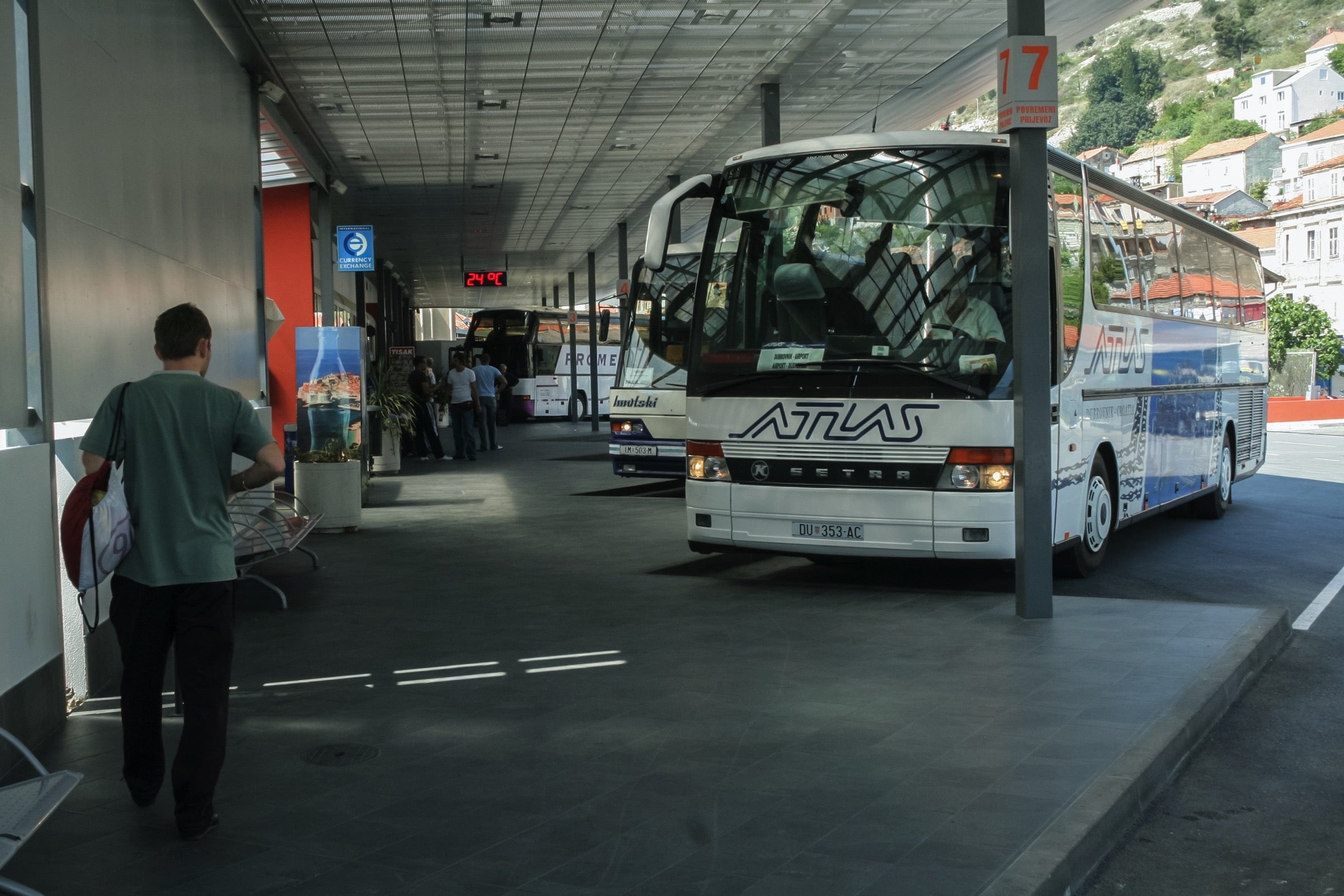 Bus to the airport in at a bus station in Dubrovnik