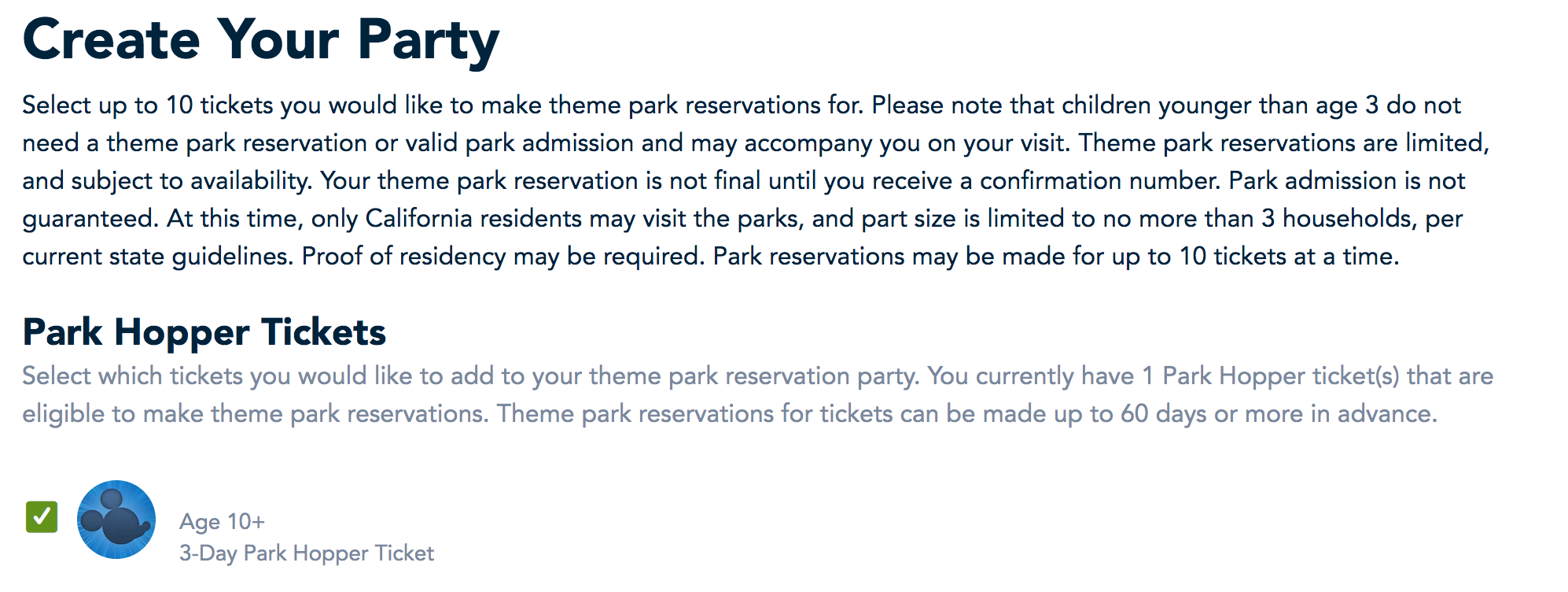 Create Your Party Disneyland Reservations