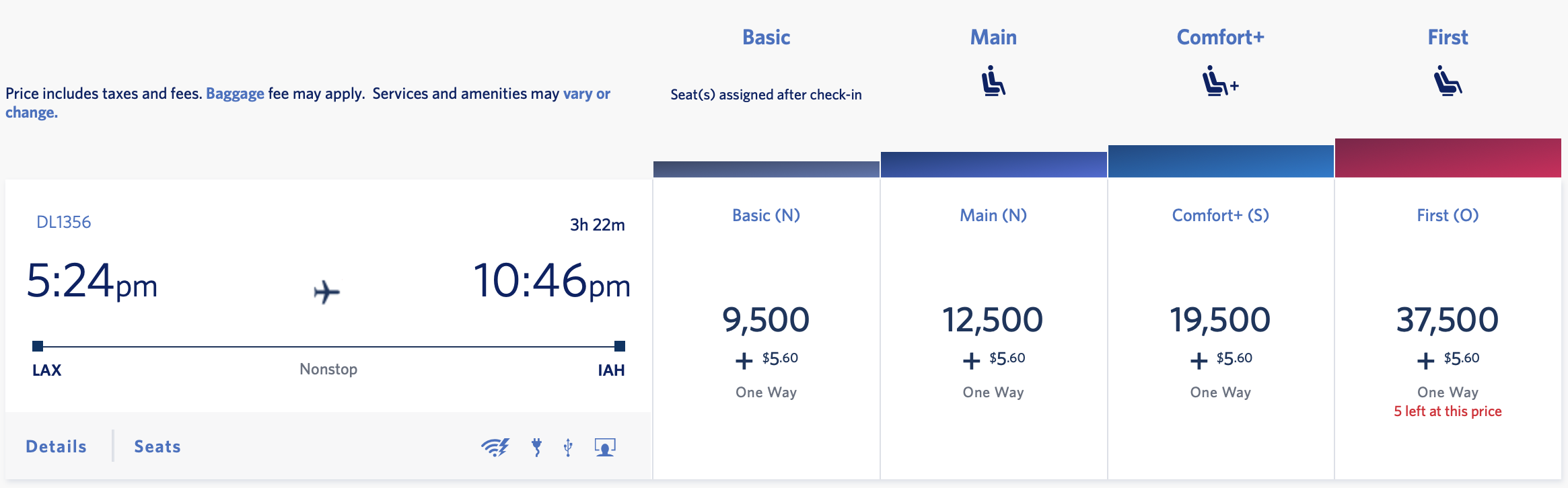 Delta award ticket lax to iah