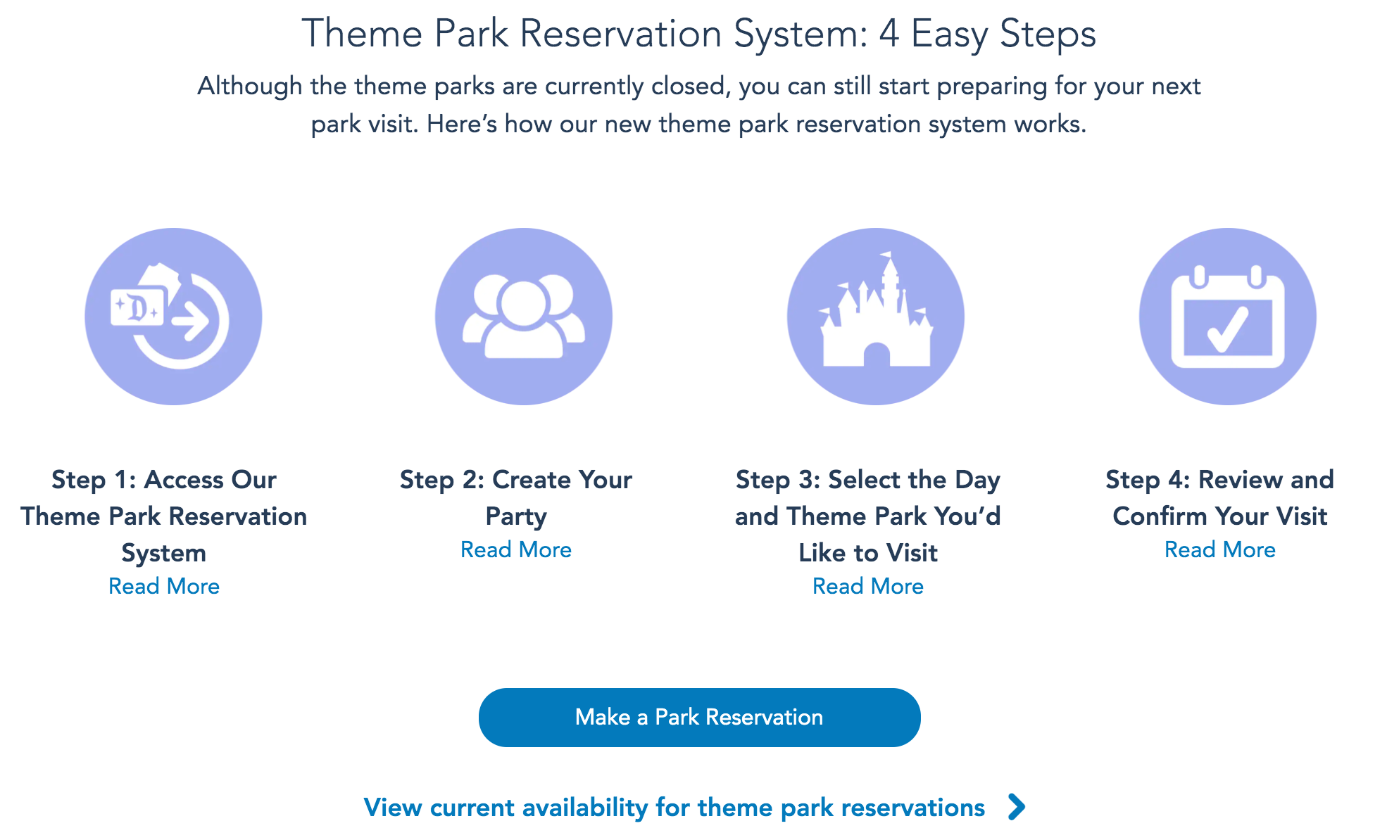 Disneyland Reservations - Make a Park Reservation Button
