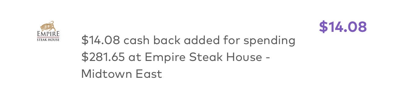 Dosh earning at Empire Steakhouse