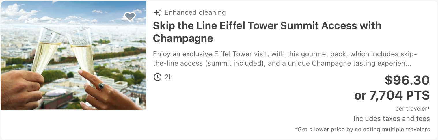 Eiffel tower tour Chase travel portal