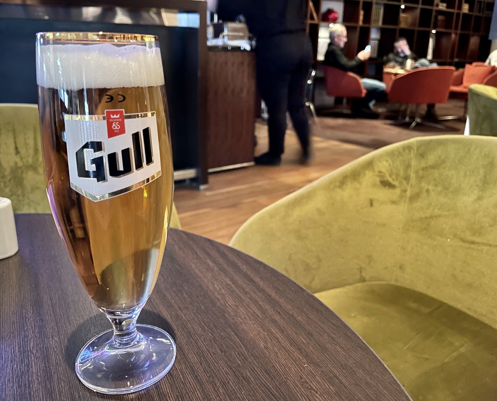 Gull draft beer at the Hilton Reykjavik Nordica bar